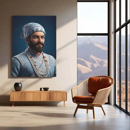 Chhatrapati Shivaji Maharaj Metal Frame | Warrior King Wall Art | Metal Frame - TURTLEWINGS