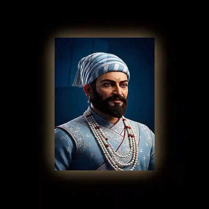 Chhatrapati Shivaji Maharaj Metal Frame | Warrior King Wall Art | Metal Frame - TURTLEWINGS