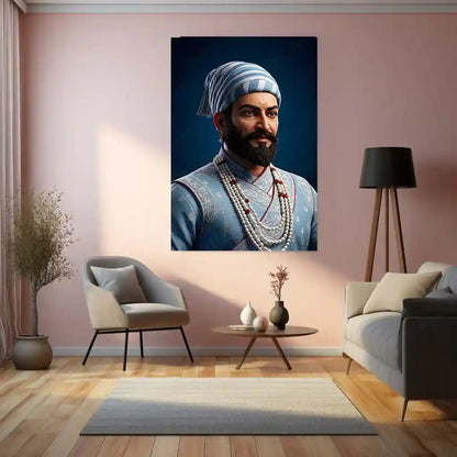 Chhatrapati Shivaji Maharaj Metal Frame | Warrior King Wall Art | Metal Frame - TURTLEWINGS