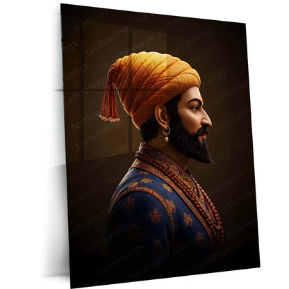 Chhatrapati Shivaji Maharaj Metal Frame | Warrior King Wall Art | Metal Frame 01 - TURTLEWINGS