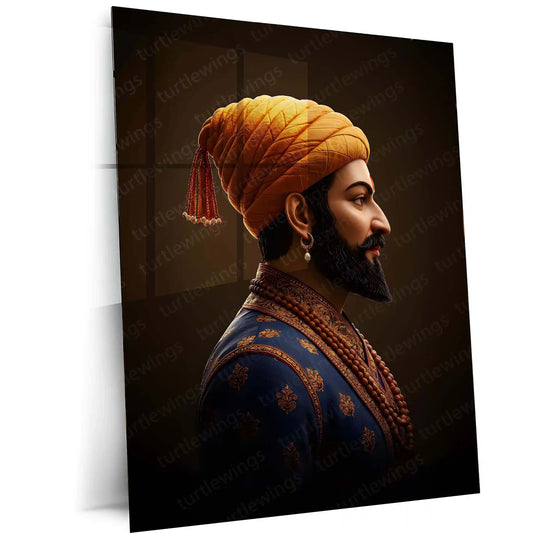 Chhatrapati Shivaji Maharaj Metal Frame | Warrior King Wall Art | Metal Frame 01 - TURTLEWINGS