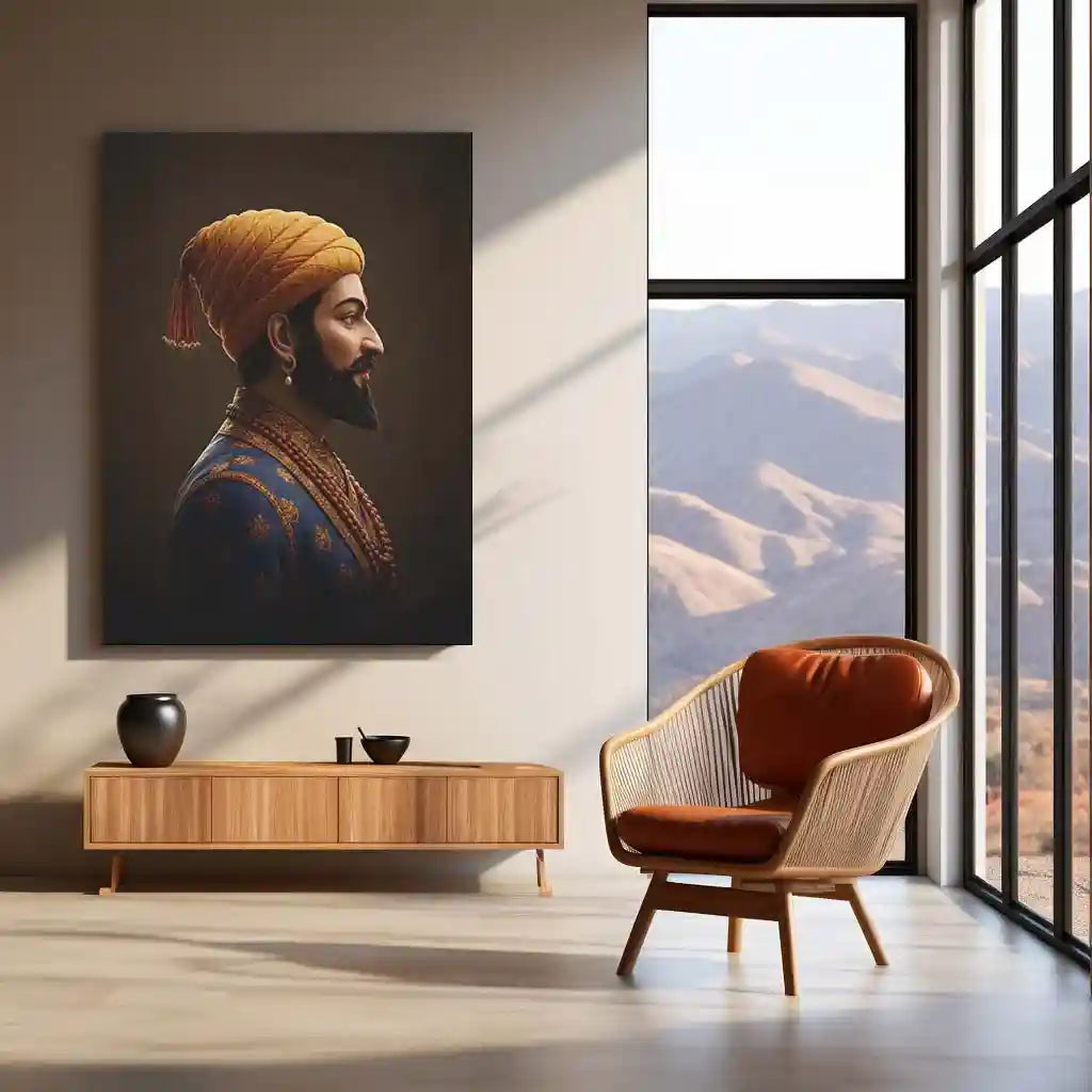 Chhatrapati Shivaji Maharaj Metal Frame | Warrior King Wall Art | Metal Frame 01 - TURTLEWINGS