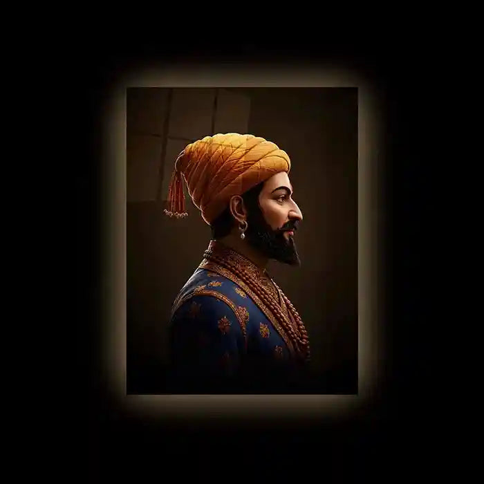 Chhatrapati Shivaji Maharaj Metal Frame | Warrior King Wall Art | Metal Frame 01 - TURTLEWINGS