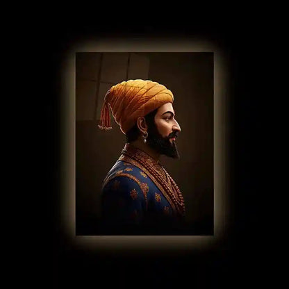 Chhatrapati Shivaji Maharaj Metal Frame | Warrior King Wall Art | Metal Frame 01 - TURTLEWINGS