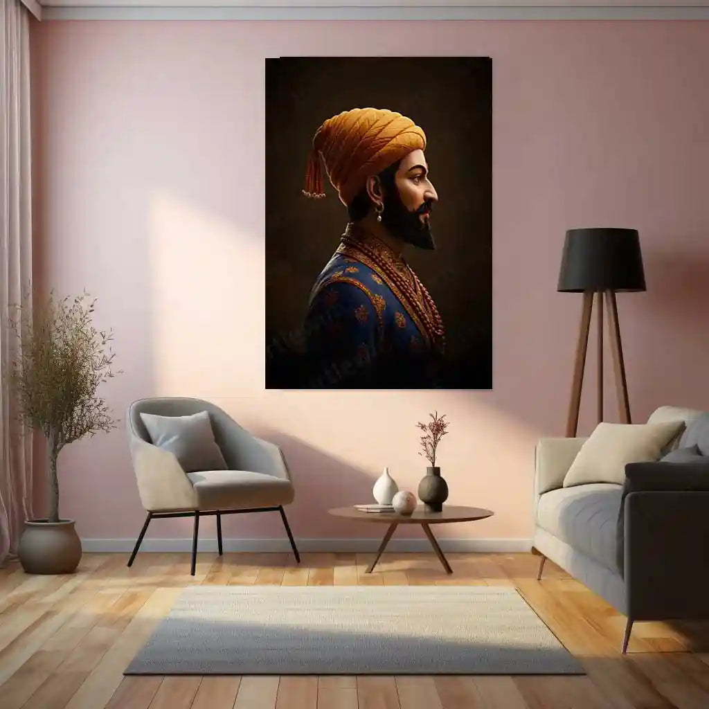 Chhatrapati Shivaji Maharaj Metal Frame | Warrior King Wall Art | Metal Frame 01 - TURTLEWINGS