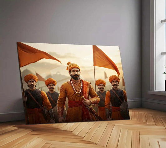 Chhatrapati Shivaji Maharaj Metal Frame | Warrior King Wall Art | Metal Frame 10 - TURTLEWINGS