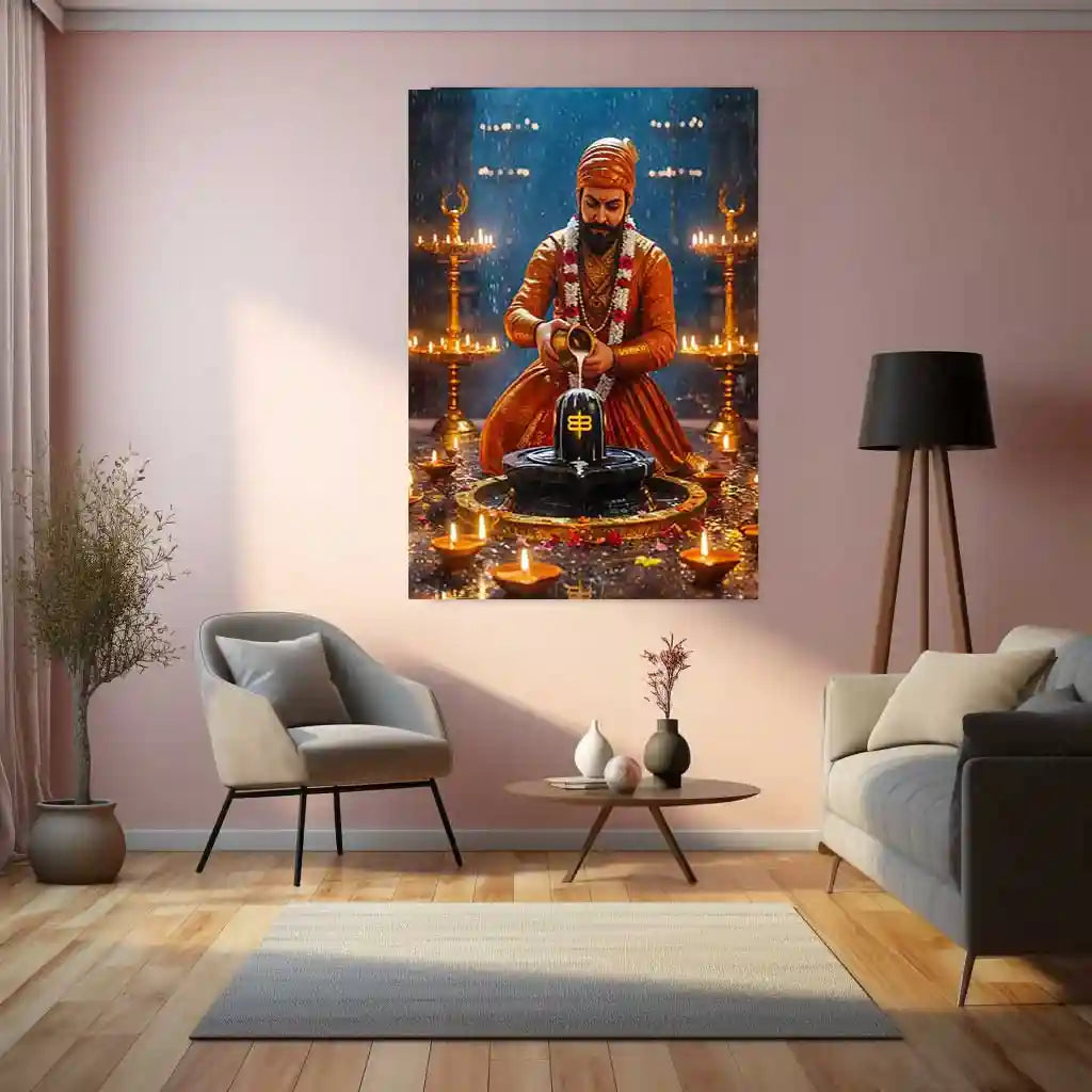Chhatrapati Shivaji Maharaj Metal Frame | Warrior King Wall Art | Metal Frame 02 - TURTLEWINGS