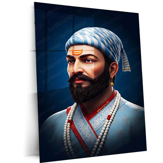 Chhatrapati Shivaji Maharaj Metal Frame | Warrior King Wall Art | Metal Frame 03 - TURTLEWINGS