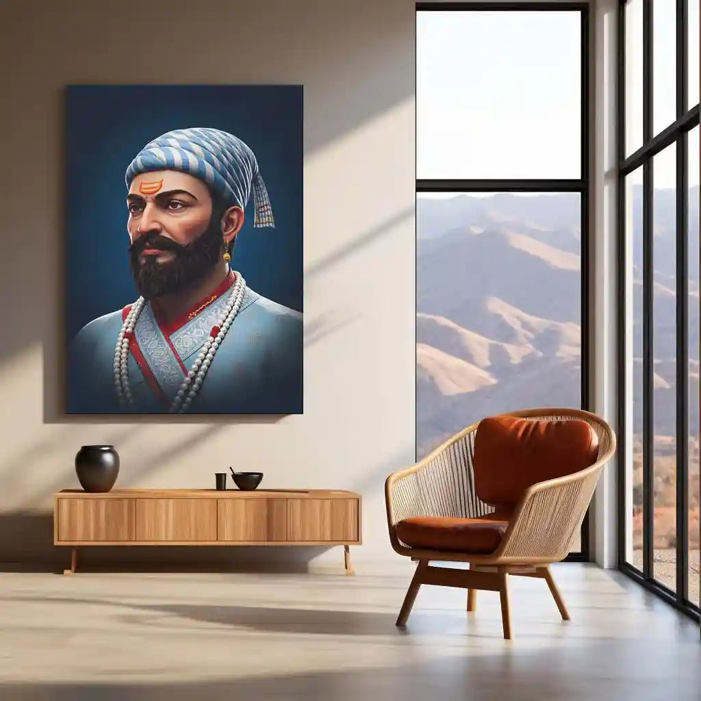 Chhatrapati Shivaji Maharaj Metal Frame | Warrior King Wall Art | Metal Frame 03 - TURTLEWINGS