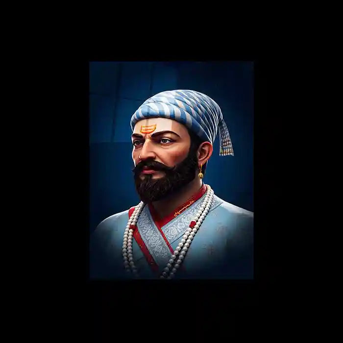 Chhatrapati Shivaji Maharaj Metal Frame | Warrior King Wall Art | Metal Frame 03 - TURTLEWINGS