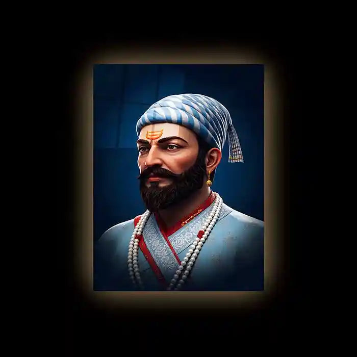 Chhatrapati Shivaji Maharaj Metal Frame | Warrior King Wall Art | Metal Frame 03 - TURTLEWINGS
