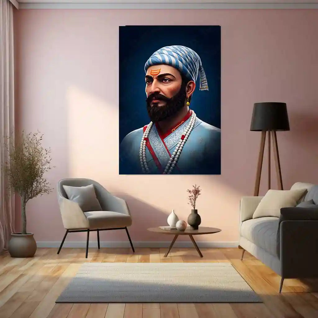 Chhatrapati Shivaji Maharaj Metal Frame | Warrior King Wall Art | Metal Frame 03 - TURTLEWINGS