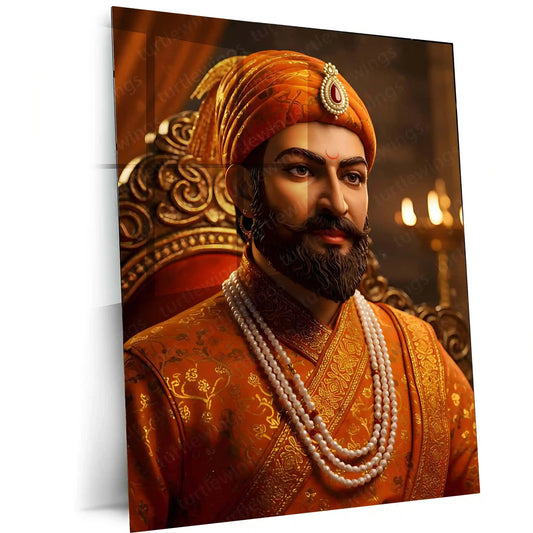 Chhatrapati Shivaji Maharaj Metal Frame | Warrior King Wall Art | Metal Frame 08 - TURTLEWINGS