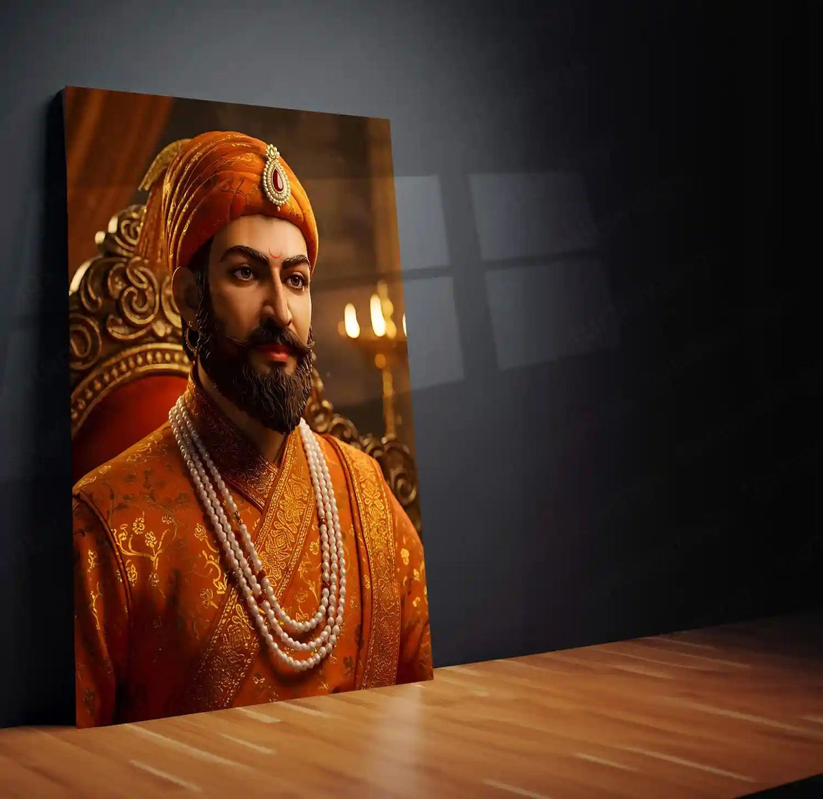 Chhatrapati Shivaji Maharaj Metal Frame | Warrior King Wall Art | Metal Frame 08 - TURTLEWINGS