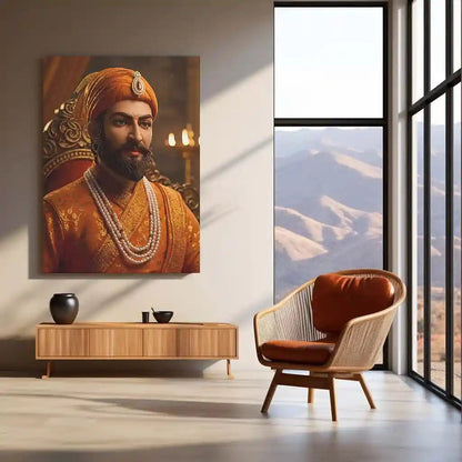 Chhatrapati Shivaji Maharaj Metal Frame | Warrior King Wall Art | Metal Frame 08 - TURTLEWINGS