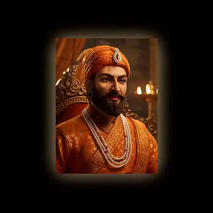 Chhatrapati Shivaji Maharaj Metal Frame | Warrior King Wall Art | Metal Frame 08 - TURTLEWINGS