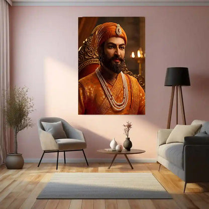 Chhatrapati Shivaji Maharaj Metal Frame | Warrior King Wall Art | Metal Frame 08 - TURTLEWINGS