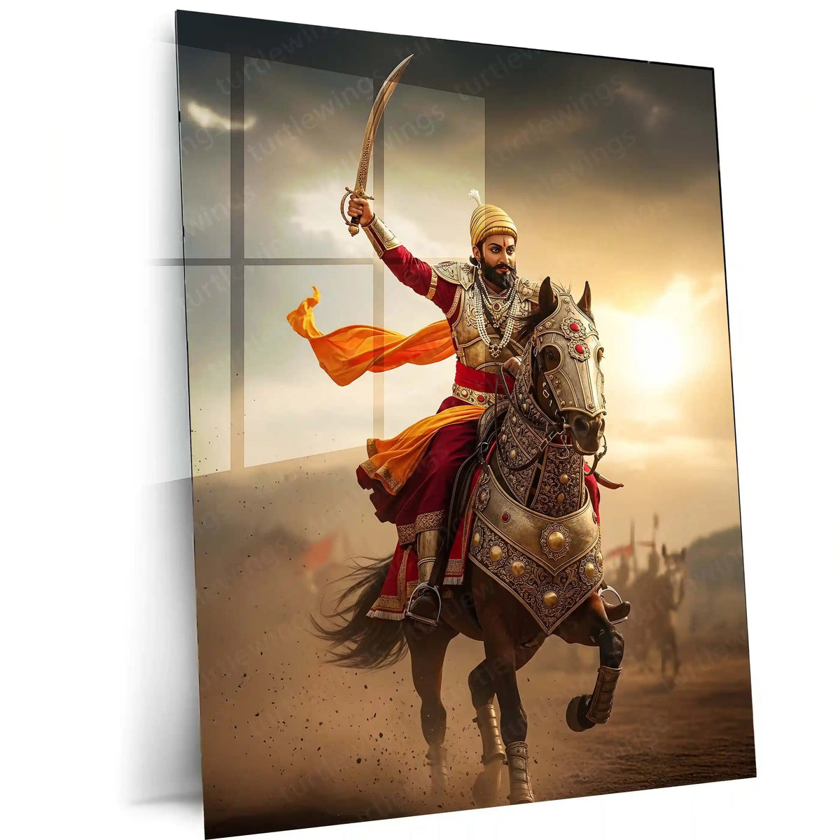 Chhatrapati Shivaji Maharaj Metal Frame | Warrior King Wall Art | Metal Frame 07 - TURTLEWINGS