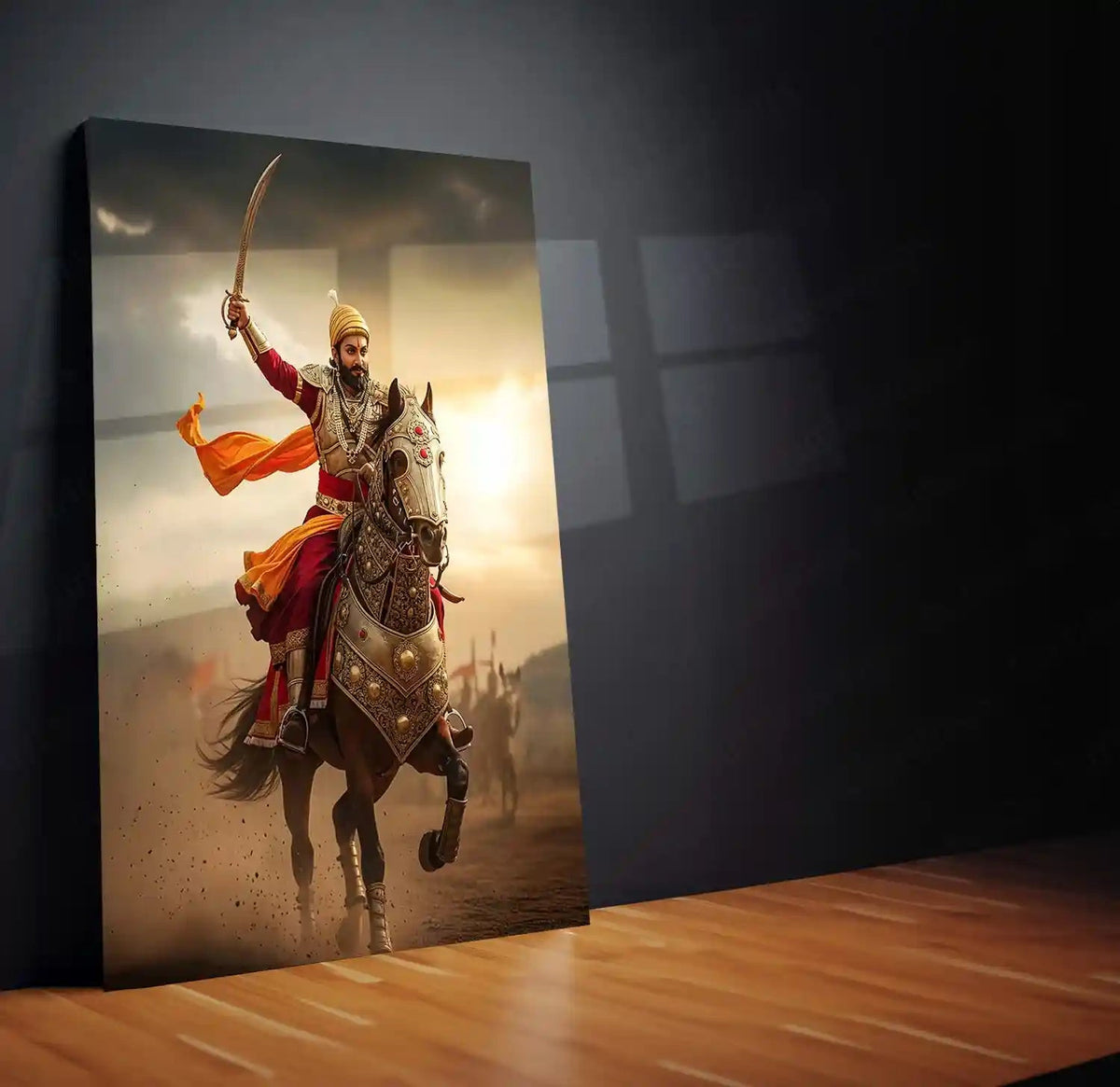 Chhatrapati Shivaji Maharaj Metal Frame | Warrior King Wall Art | Metal Frame 07 - TURTLEWINGS