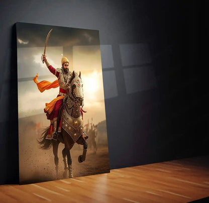 Chhatrapati Shivaji Maharaj Metal Frame | Warrior King Wall Art | Metal Frame 07 - TURTLEWINGS