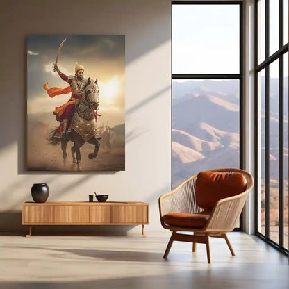 Chhatrapati Shivaji Maharaj Metal Frame | Warrior King Wall Art | Metal Frame 07 - TURTLEWINGS