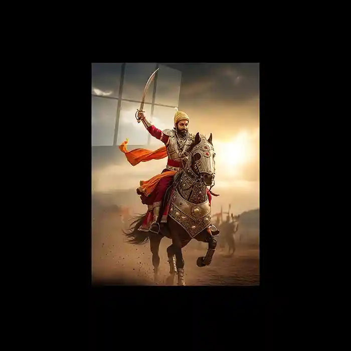 Chhatrapati Shivaji Maharaj Metal Frame | Warrior King Wall Art | Metal Frame 07 - TURTLEWINGS