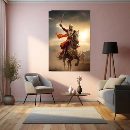 Chhatrapati Shivaji Maharaj Metal Frame | Warrior King Wall Art | Metal Frame 07 - TURTLEWINGS