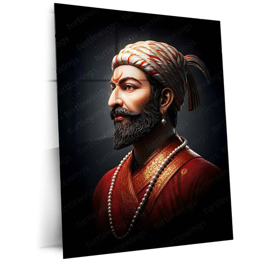 Chhatrapati Shivaji Maharaj Metal Frame | Warrior King Wall Art | Metal Frame 04 - TURTLEWINGS
