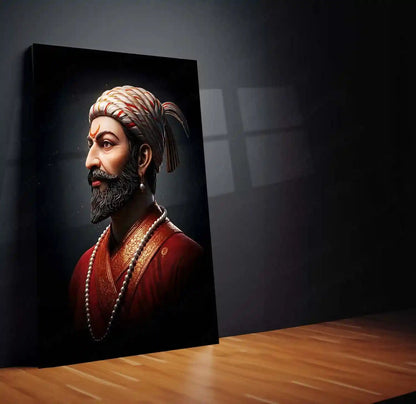 Chhatrapati Shivaji Maharaj Metal Frame | Warrior King Wall Art | Metal Frame 04 - TURTLEWINGS