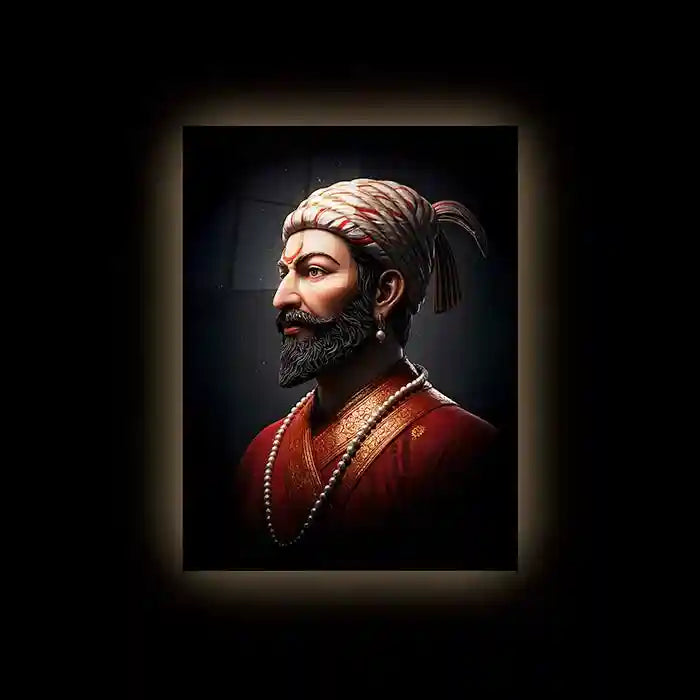 Chhatrapati Shivaji Maharaj Metal Frame | Warrior King Wall Art | Metal Frame 04 - TURTLEWINGS