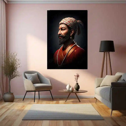 Chhatrapati Shivaji Maharaj Metal Frame | Warrior King Wall Art | Metal Frame 04 - TURTLEWINGS