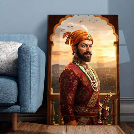 Chhatrapati Shivaji Maharaj Metal Frame | Warrior King Wall Art | Metal Frame 12 - TURTLEWINGS