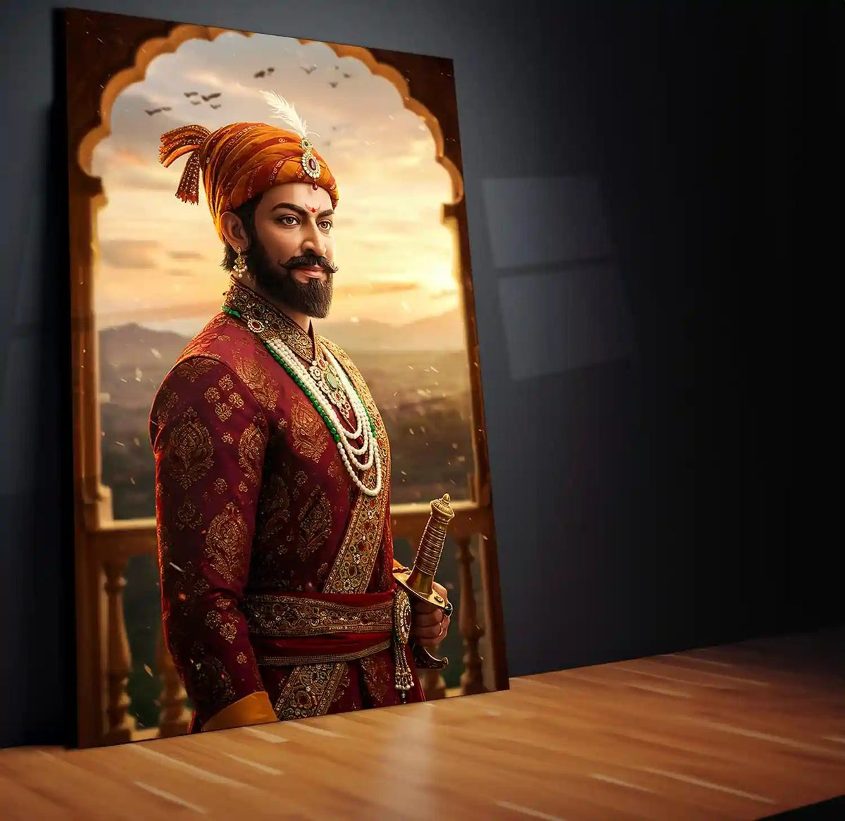Chhatrapati Shivaji Maharaj Metal Frame | Warrior King Wall Art | Metal Frame 12 - TURTLEWINGS