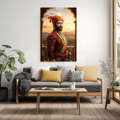 Chhatrapati Shivaji Maharaj Metal Frame | Warrior King Wall Art | Metal Frame 12 - TURTLEWINGS