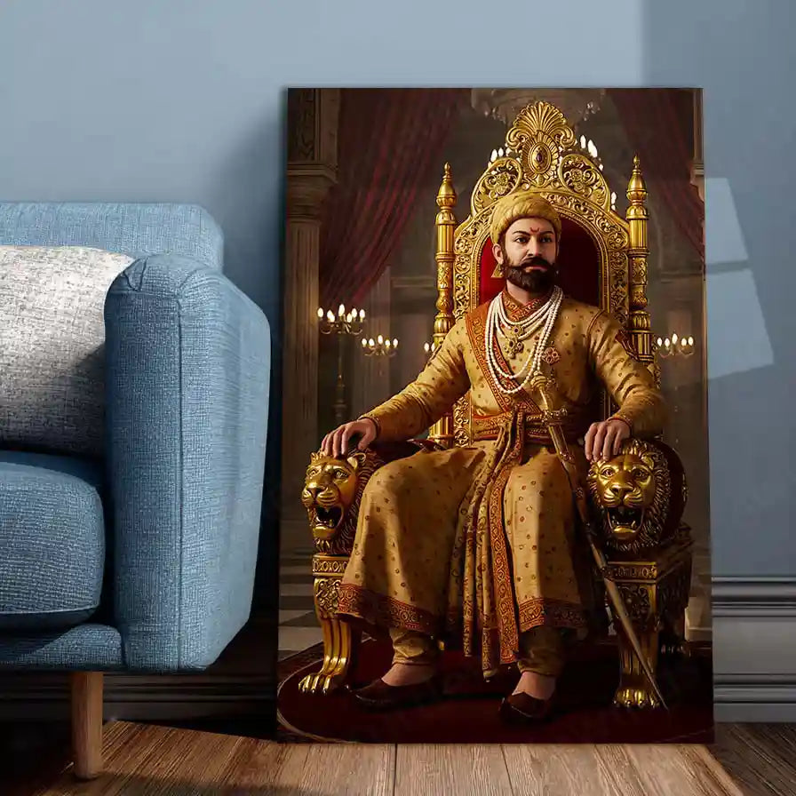 Chhatrapati Shivaji Maharaj Metal Frame | Warrior King Wall Art | Metal Frame 13 - TURTLEWINGS