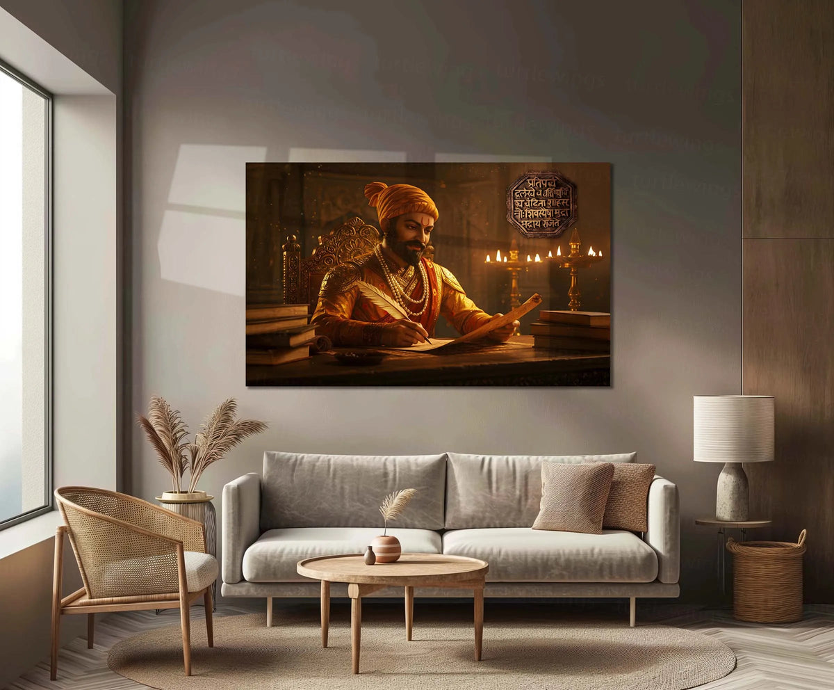 Chhatrapati Shivaji Maharaj Metal Frame | Warrior King Wall Art | Metal Frame 09 - TURTLEWINGS