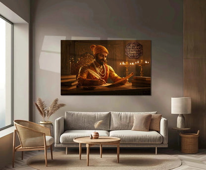 Chhatrapati Shivaji Maharaj Metal Frame | Warrior King Wall Art | Metal Frame 09 - TURTLEWINGS