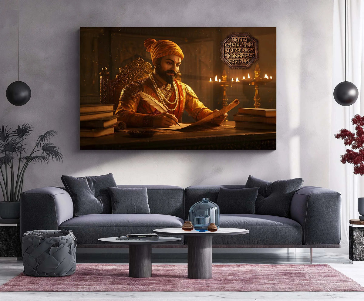 Chhatrapati Shivaji Maharaj Metal Frame | Warrior King Wall Art | Metal Frame 09 - TURTLEWINGS