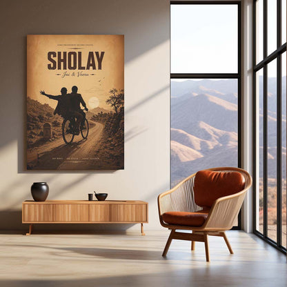 Sholay – Jai & Veeru | Legendary Friendship Bollywood Metal Frame | Timeless Cinema Wall Art by TurtleWings