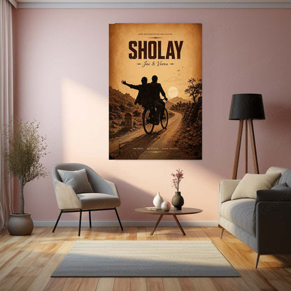 Sholay – Jai & Veeru | Legendary Friendship Bollywood Metal Frame | Timeless Cinema Wall Art by TurtleWings