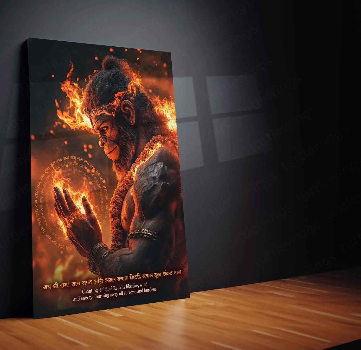 Spiritual God Metal Poster | Lord Hanuman Metal Frame – Divine Strength & Devotion Wall Art01 - TURTLEWINGS