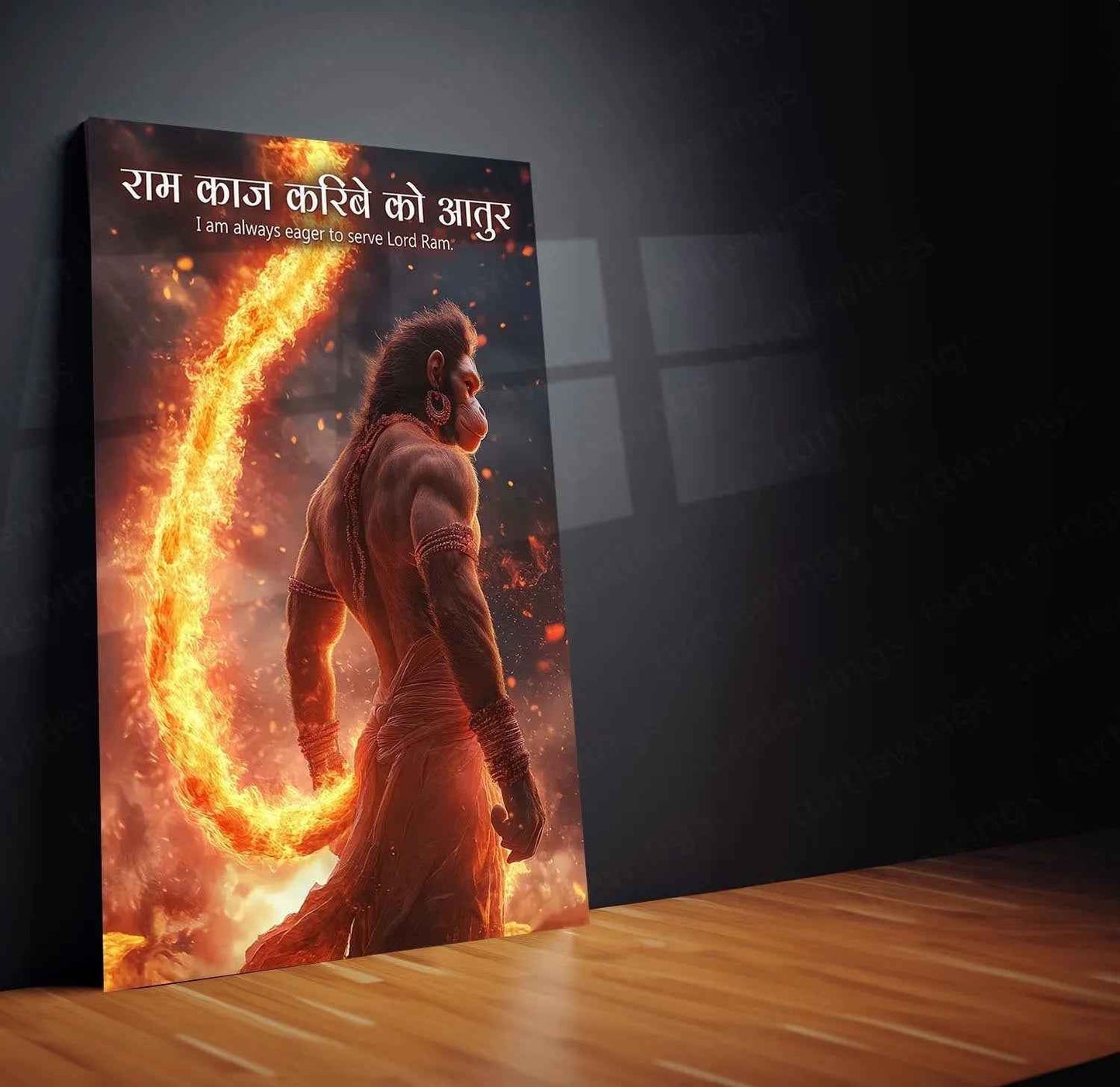 Spiritual God Metal Poster | Lord Hanuman Metal Frame – Divine Strength & Devotion Wall Art02 - TURTLEWINGS