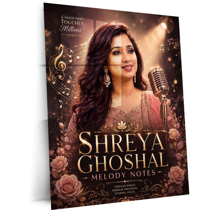 Shreya Ghoshal – Melody Notes | Timeless Voice Music Metal Frame | Elegant Bollywood Singer Wall Art by TurtleWings
