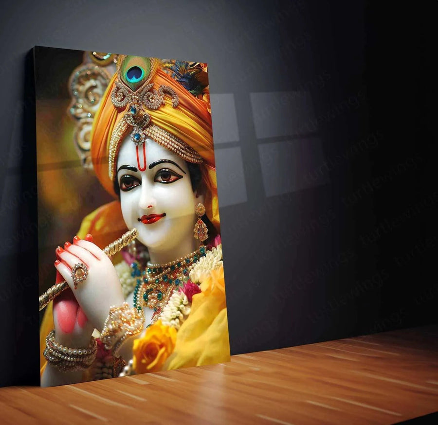 Lord Krishna Metal Poster – Divine Avatar | Spiritual Hindu Wall Art