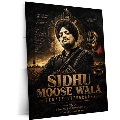 Sidhu Moose Wala – Legacy Typography | Punjabi Music Icon Metal Frame | Legends Never Fade Wall Art by TurtleWings
