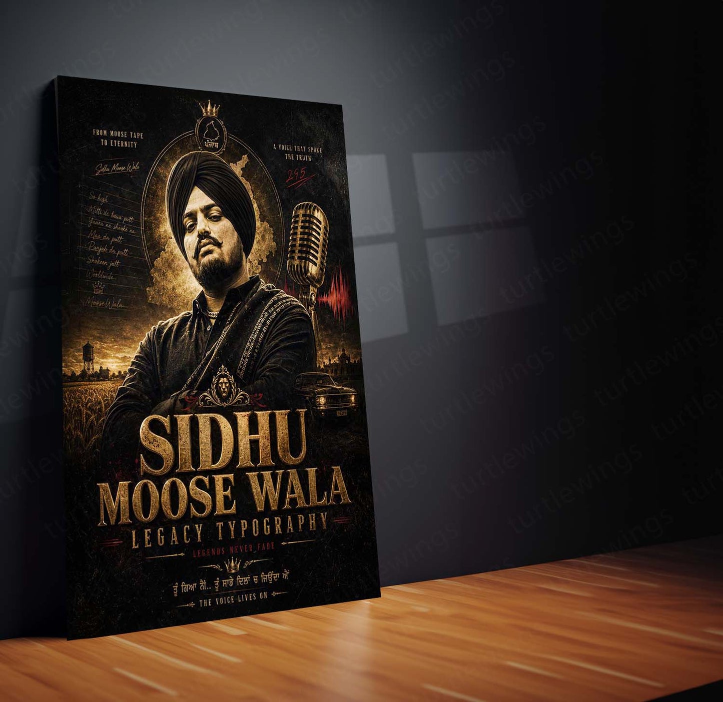 Sidhu Moose Wala – Legacy Typography | Punjabi Music Icon Metal Frame | Legends Never Fade Wall Art by TurtleWings