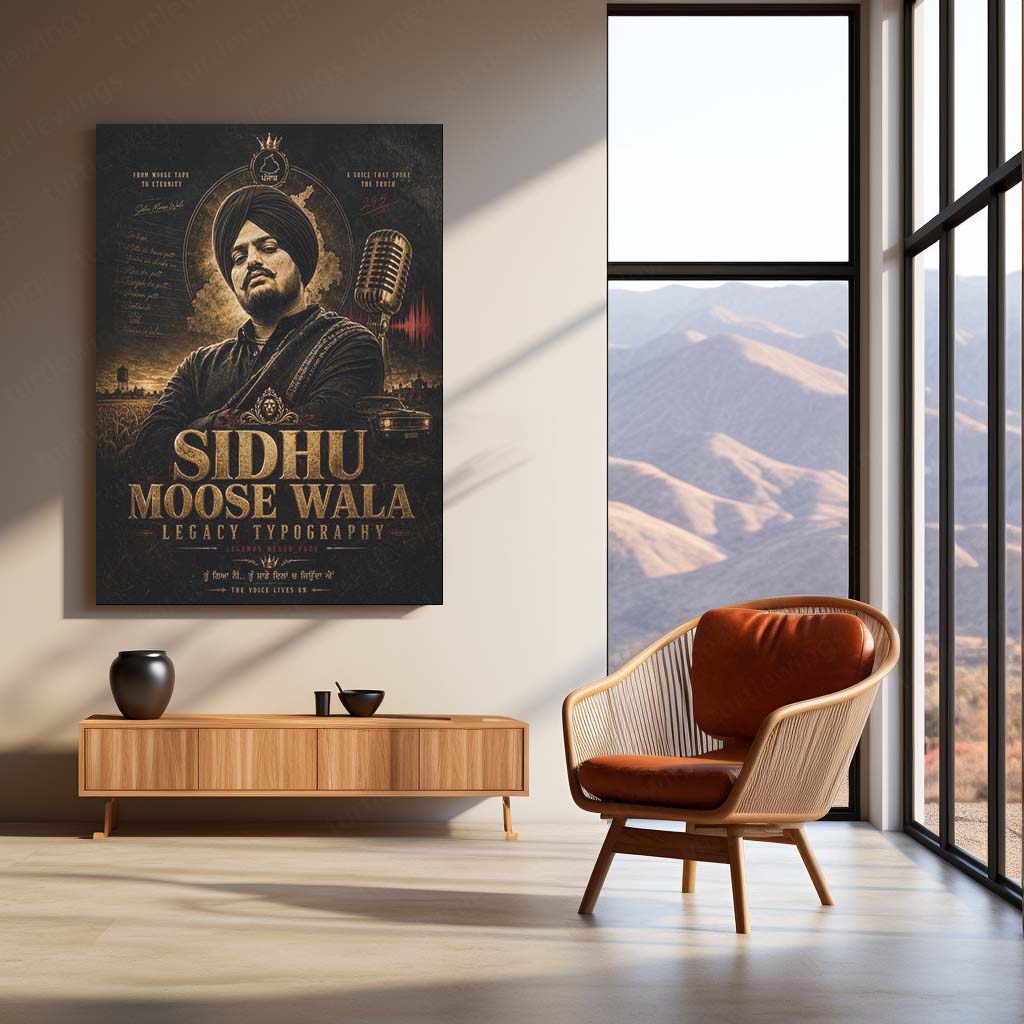 Sidhu Moose Wala – Legacy Typography | Punjabi Music Icon Metal Frame | Legends Never Fade Wall Art by TurtleWings
