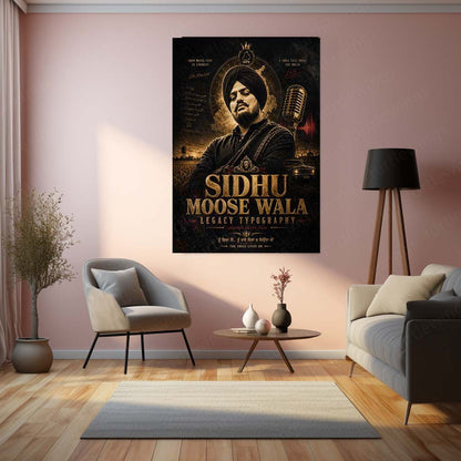 Sidhu Moose Wala – Legacy Typography | Punjabi Music Icon Metal Frame | Legends Never Fade Wall Art by TurtleWings