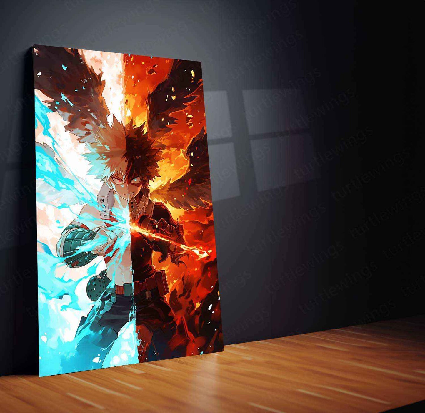 Shoto Todoroki Split Image Poster – Dual Powers of Ice and Fire - TURTLEWINGS
