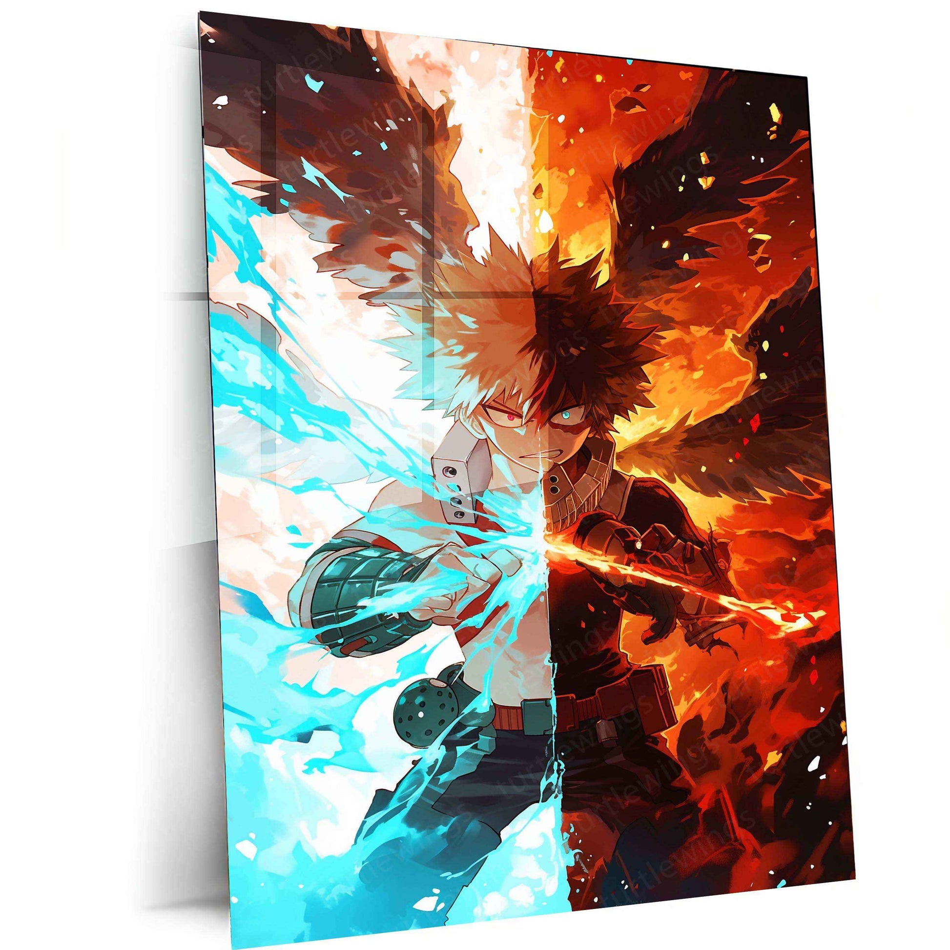 Shoto Todoroki Split Image Poster – Dual Powers of Ice and Fire - TURTLEWINGS